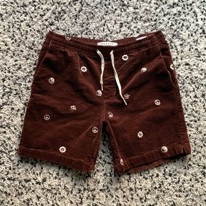 Pacsun Volley Shorts Men's Dark Brown Mushroom Hippie Print Corduroy Shorts S